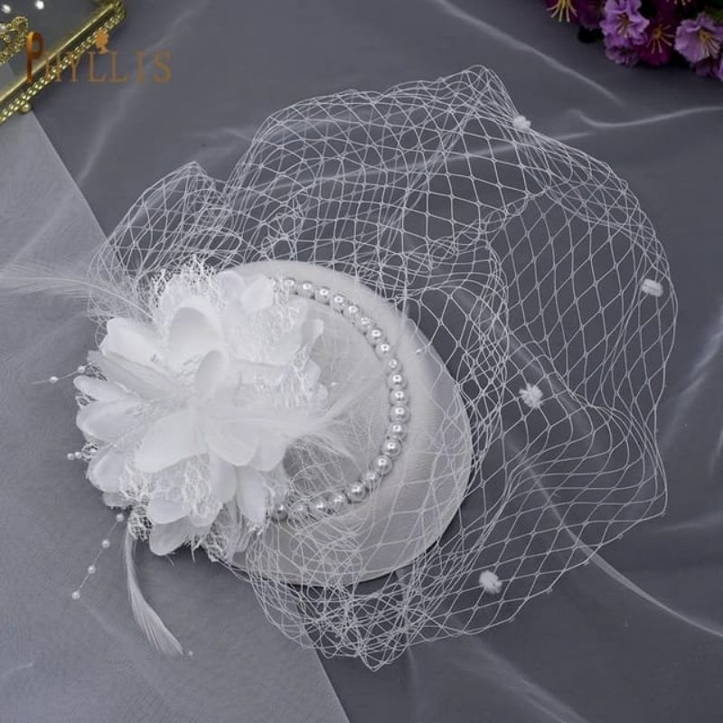 TOP-09 Fascinator hat topi gatsby gaya ala eropa vintage headpiece hiasan rambut topi mutiara