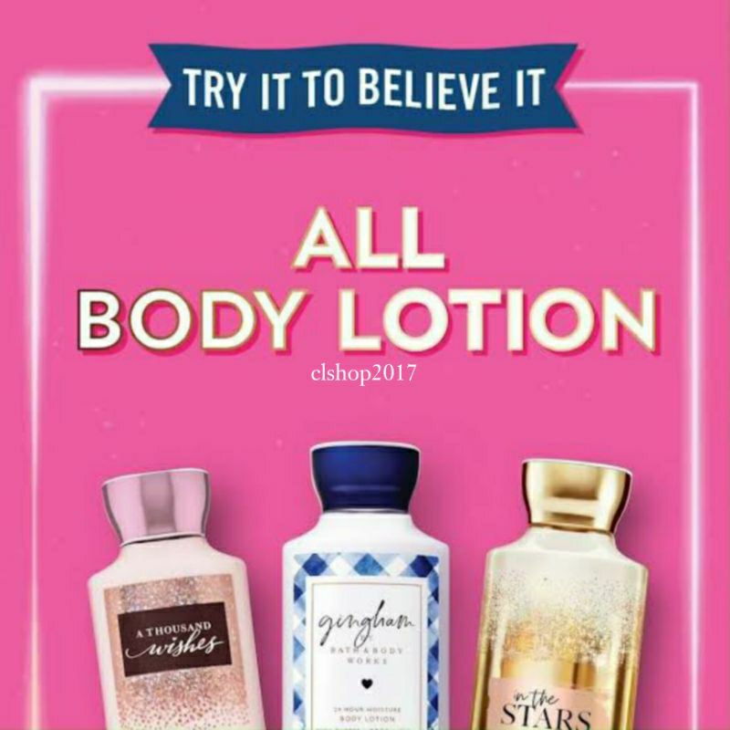 BATH &amp; BODY WORKS BBW FRAGRANCE BODY LOTION 236 ML MIX WARM VANILLA SUGAR MAD ABOUT YOU A THOUSAND WISHES FOR YOU CHAMPAGNE TOAST PERFECT PEONY DARK KISS YOU'RE THE ONE YTO CACTUS BLOSSOM SALTWATER BREEZE FRESH CUT LILACS THE NIGHT ITN PURE WONDER ROSE