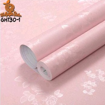 Wallpaper Dinding Stiker Motif Embos Pink Gh130-1  Ukuran 45cmx 10m Premium PVC Karakter Polos
