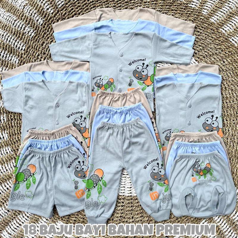 PROMO 7.7 18 PCS Paket Baju Bayi Celana Bayi Baru Lahir Celana Bayi Newborn Baju Bayi Baru Lahir Setelan Bayi Baju Pendek Bayi Hampers Lahiran Bayi Gift Lahiran Bayi DNW BABY
