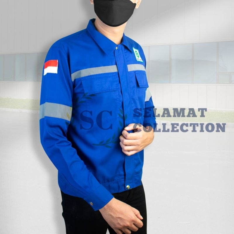 Baju safety , semi jaket seragam proyek wearpack lengan panjang