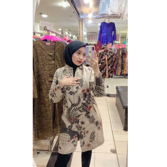 DRESS BATIK NUANSA COKLAT MUDA PREMIUM