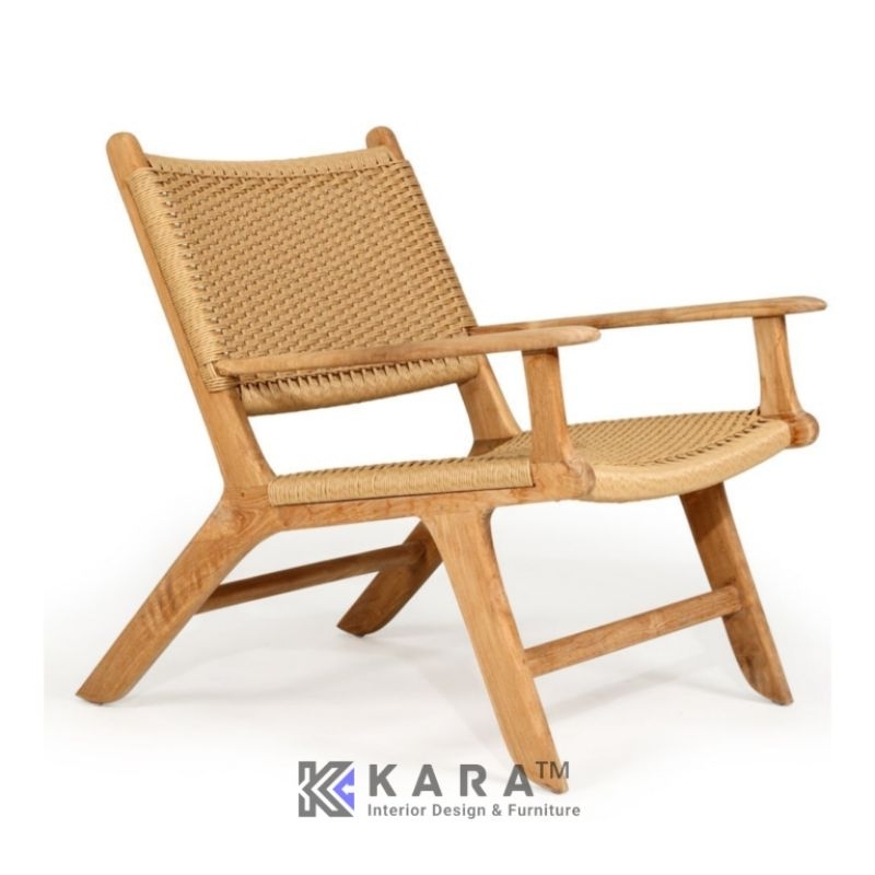 Kursi Santai Anyaman Tali Rotan / Kursi Malas / Lounge Chair / Kursi Teras / Kursi Cafe