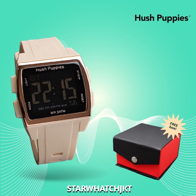 (Grosir Cod)Jam Tangan unisex Digital Hushpuppies 2111 Anti Air Free Box Strap Rubber/Karet(Dikirim Jakarta)