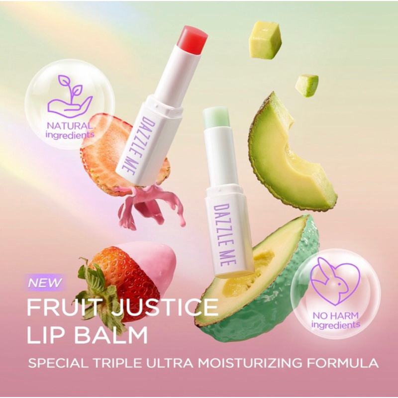 Dazzle Me Fruit Justice Lip Balm | Moisturizing Vitamin E | UV Protection Lip Care