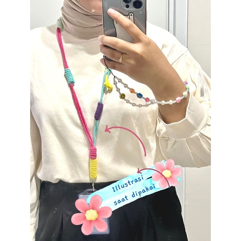 

FAIRUZ Lanyard ID CARD Holder ||Name Tag Leather Macrame|| Lanyard HP || Name tag macrame || Lanyard Pods