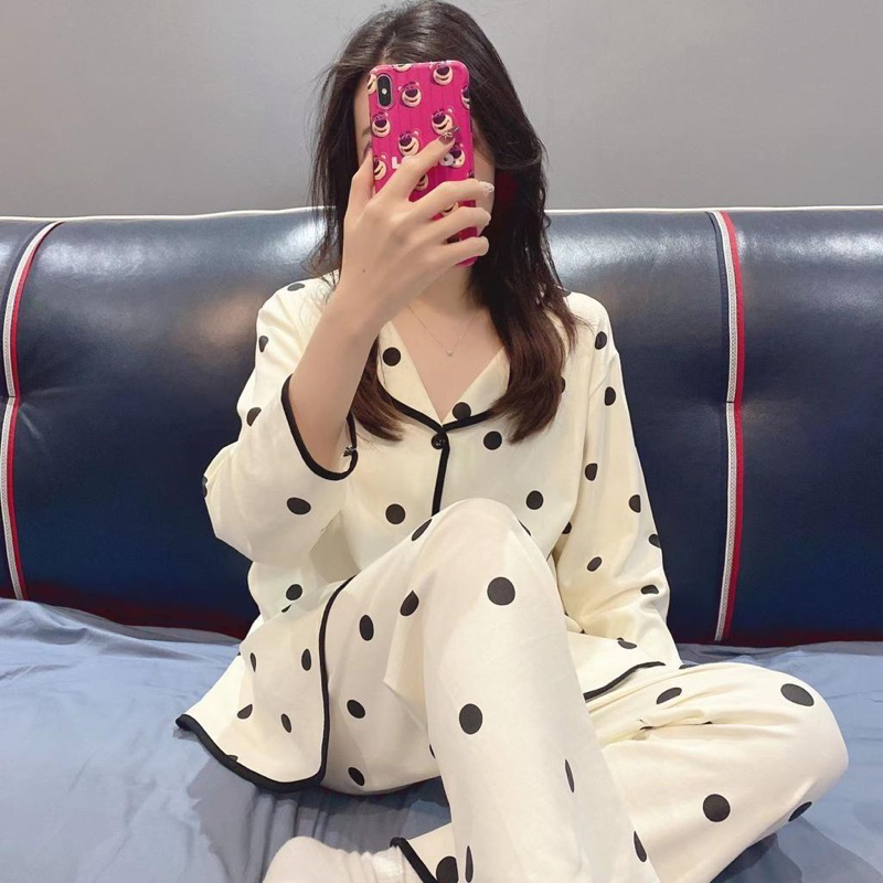 Bisa COD Set piyama kancing prisket PP import/sleepwear wanita/fashion piyama import
