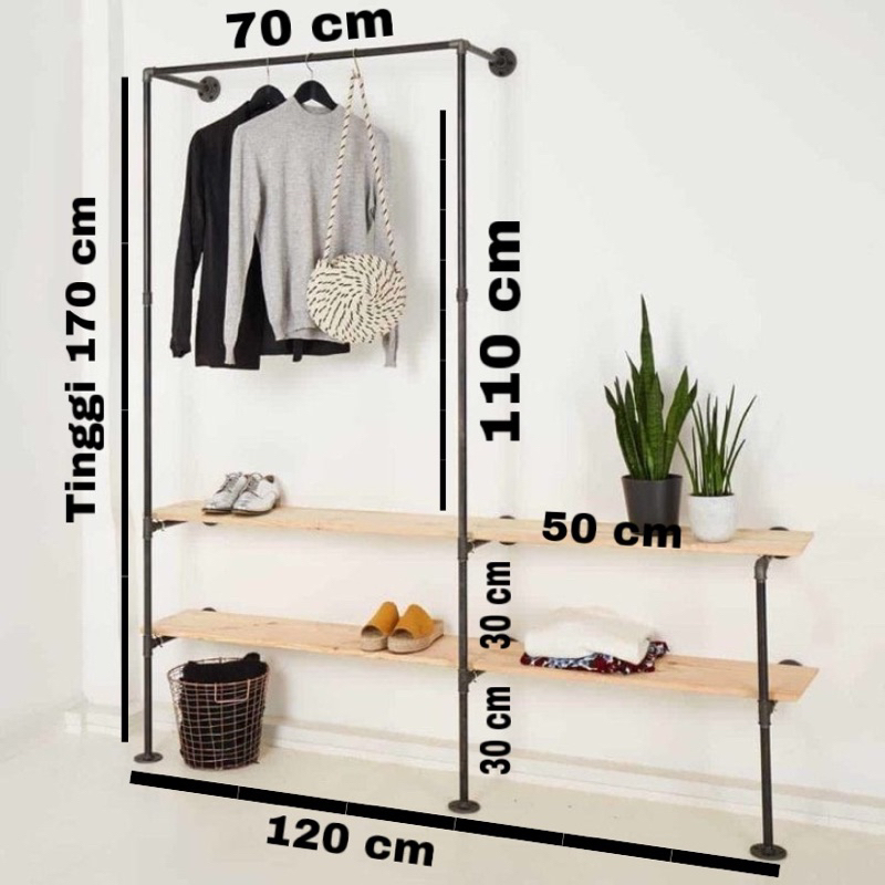 lemari industrial/rak gantung infustrial/Lemari pakaian minimalis/INDUSTRIAL HANGER