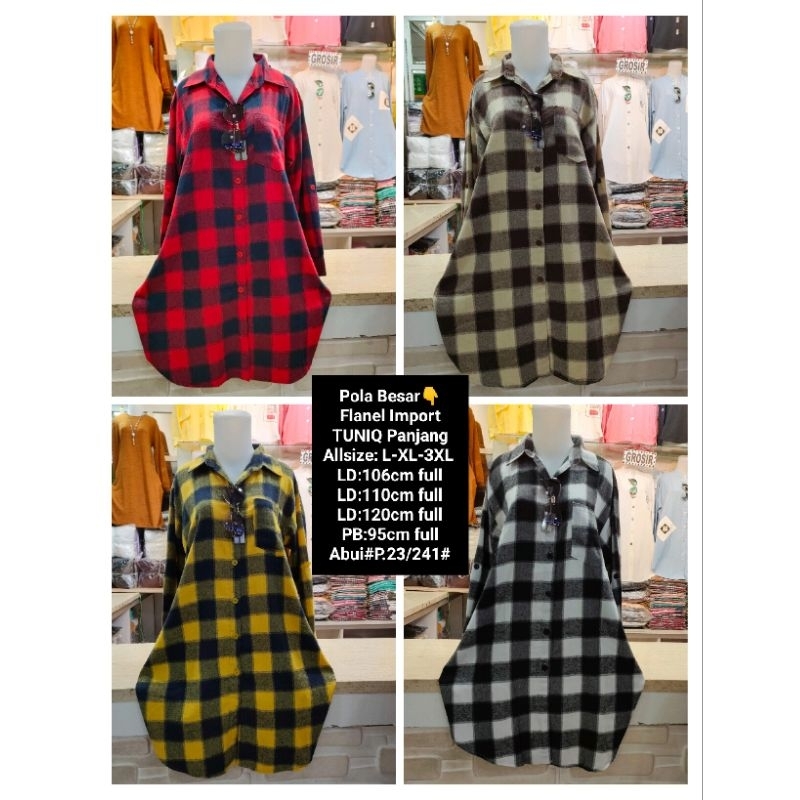 TUNIQ Panjang Kemeja Katun Flanel Import L-XL-3XL JUMBO Simple polos New Sellyfashion999 Abui#P.23/2