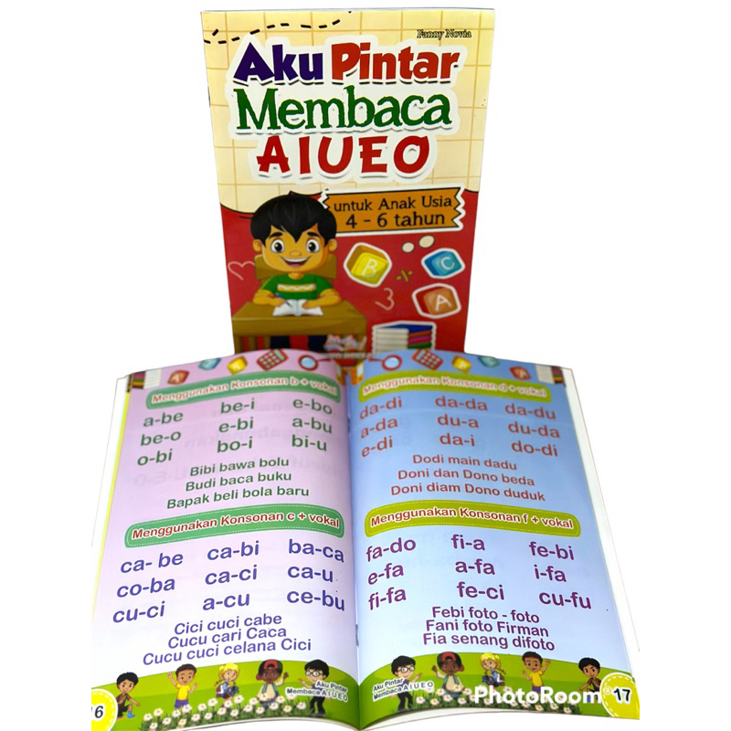 Buku Anak Aku Pintar Membaca AIUEO Untuk Anak Usia 4-6 Tahun Full Colour