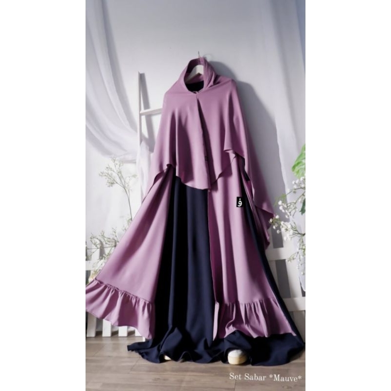 Sabar Gamis Set Hijab ItyCrepe Mrek Berkah / sabarb Set Syari Itycrepe