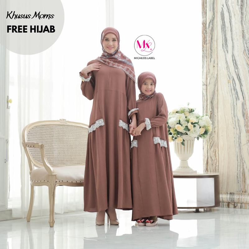 GAMIS POLOS IBU DAN ANAK PEREMPUAN GAMIS IBU ANAK POLOS CRINKLE HAGIA SOPHIA