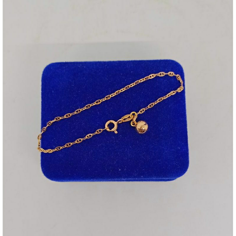 GELANG TANGAN PERAK 925 ASLI LAPIS EMAS/GELANG RANTAI MINI CART*ER+1BEL/GELANG ASLI SILVER/PERHIASAN GELANG SILVER 925