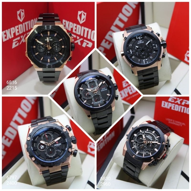 JAM TANGAN PRIA SPORTY CHRONO BATRE EXPEDITION EXP ORIGINAL BLACK ROSEGOLD
