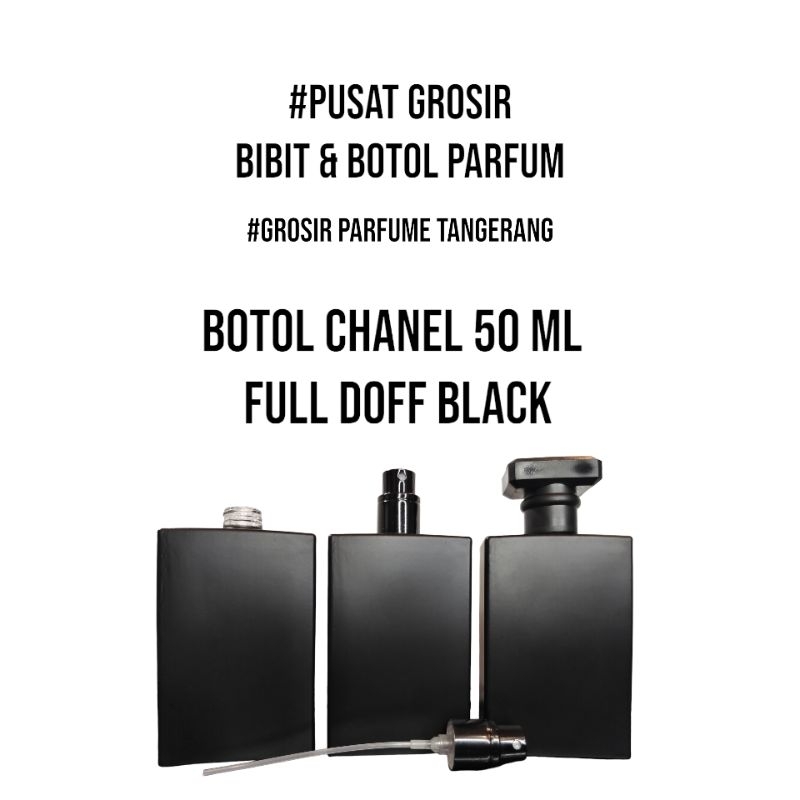 BOTOL CH KOTAK 50 ML FULL BLACK DOFF DRAT PUTAR - BOTOL PARFUM