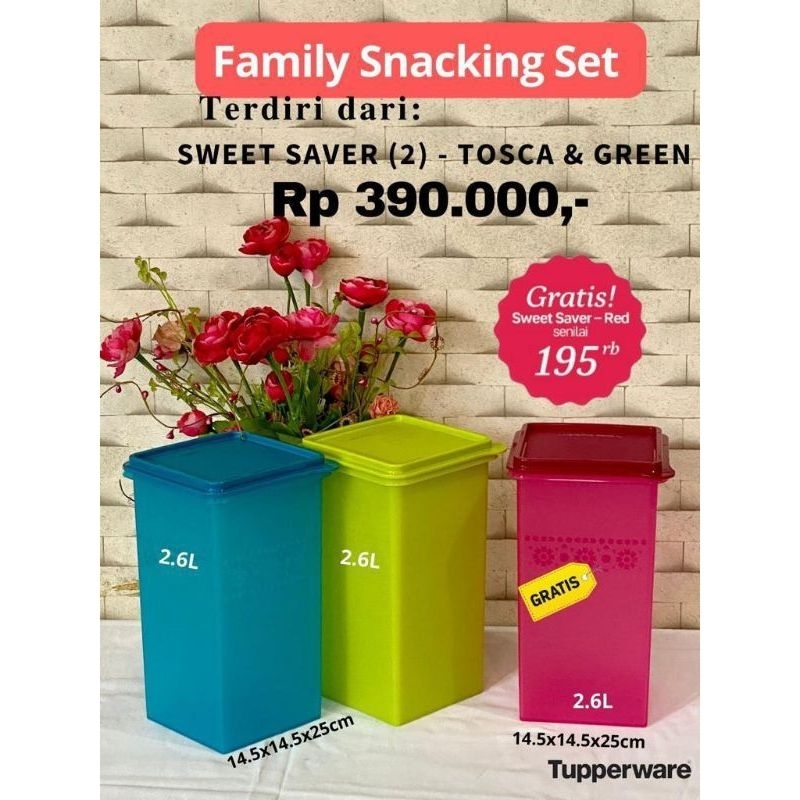 SWEET SAVER HIJAU PINK BIRU / FAMILY SNACKING SET (3) / SNACK KEEPER UNGU (2)