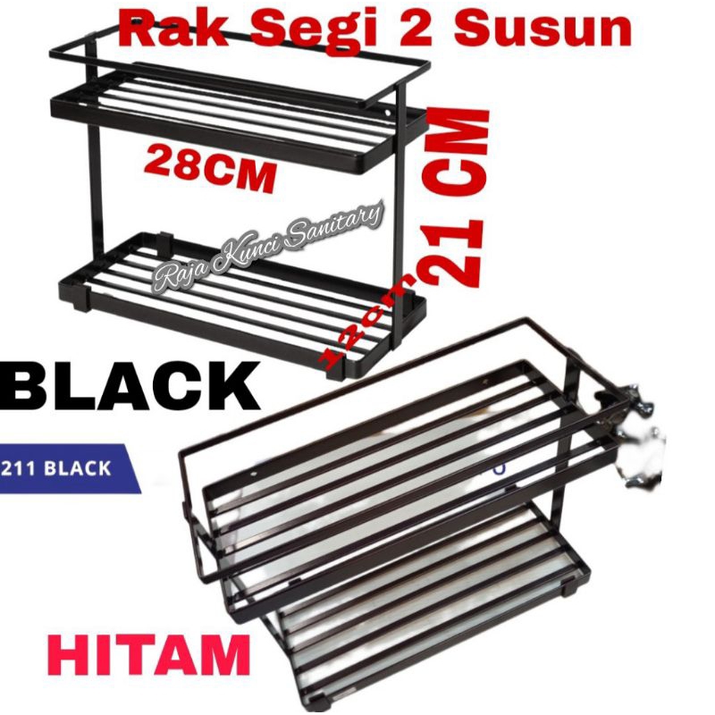 Rak Sabun 2 Susun Segi Hitam Black PROMO