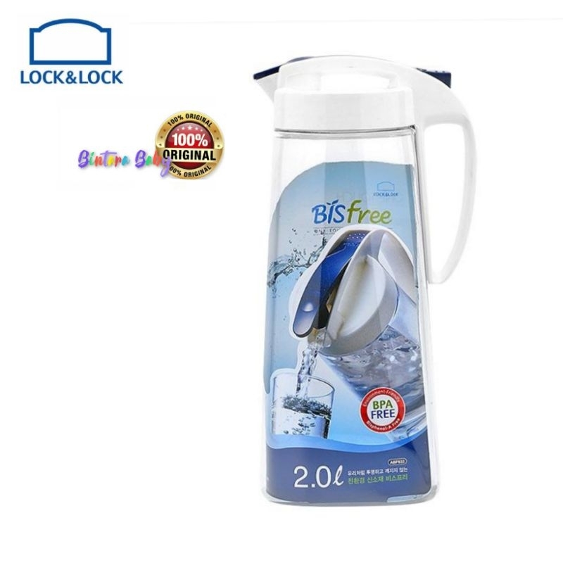 ORIGINAL Lock and Lock Water Jug Bisfree One Touch Bottle 2L / Tempat minum Air Putih 2 Liter