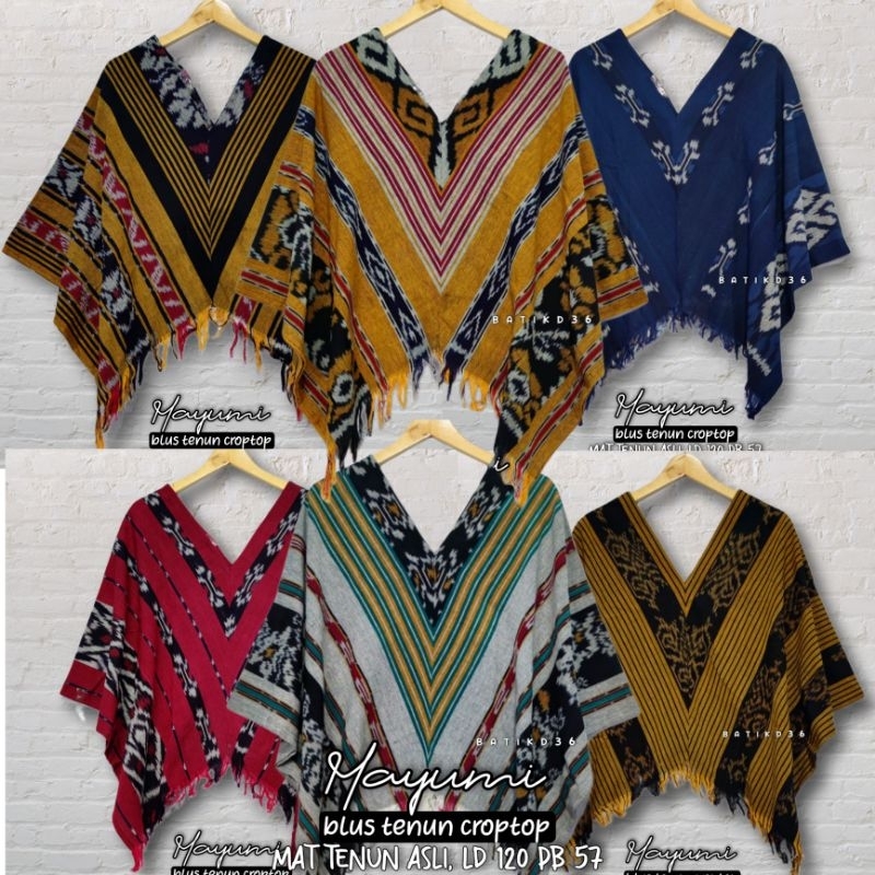 Blus tenun croptop ori jumbo blouse wanita Waka crop top baju atasan kerja kasual etnik unik tradisi