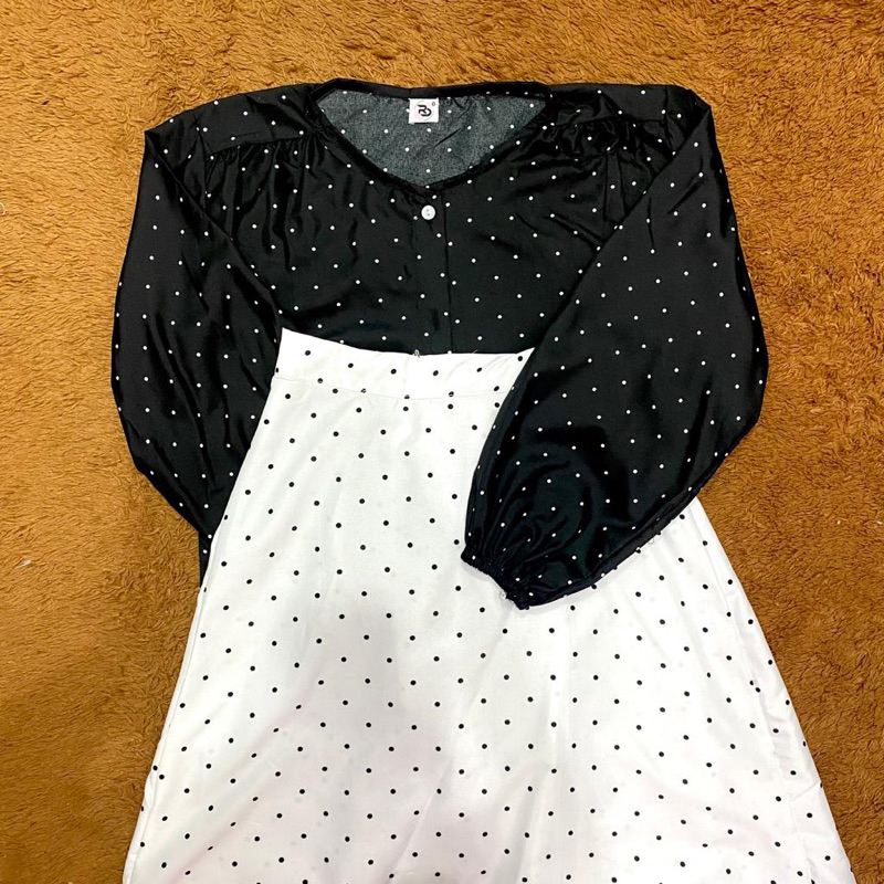 RD FASHION SETELAN POLKA BLOUSE + ROK