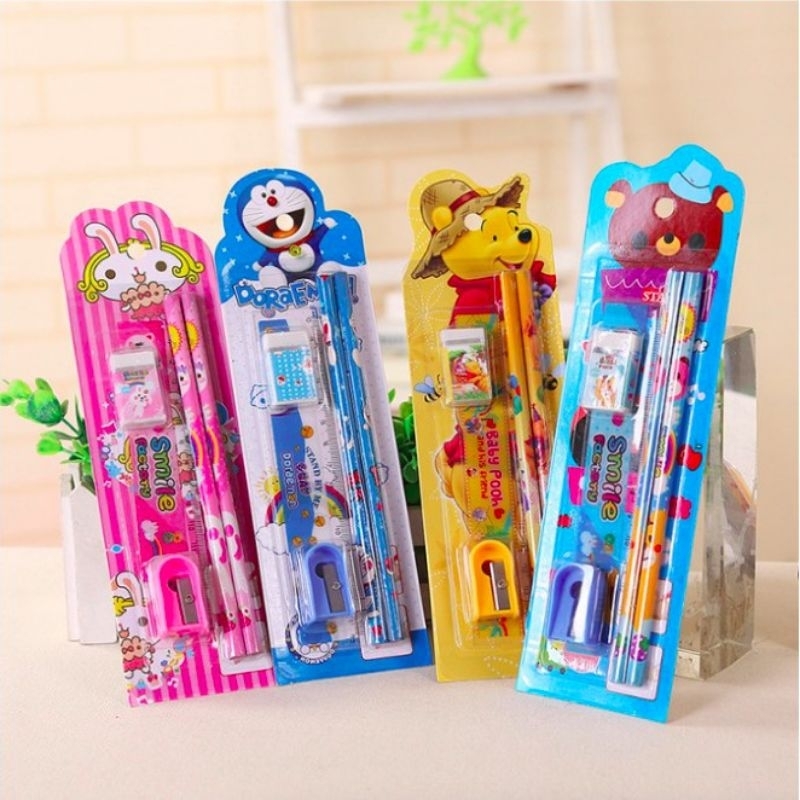 

Alat Tulis Set Mini Stationary Set Sekolah 5 in 1 Pensil Set Karakter 5in1