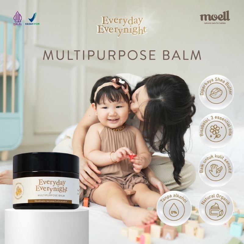 Moell Multipurpose Balm 30gr/Balm Bayi/Balm Ruam/Balm kulit sensitif
