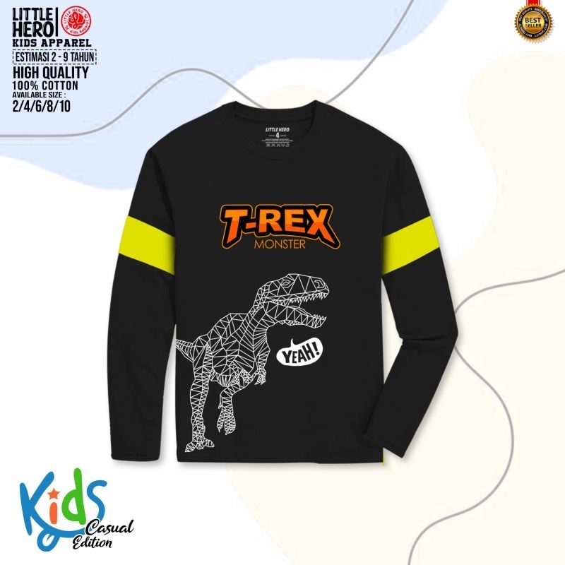 Baju Kaos Anak Laki Laki Cowok Lengan Panjang Little Hero Usia 2 3 4 5 6 7 8 Tahun