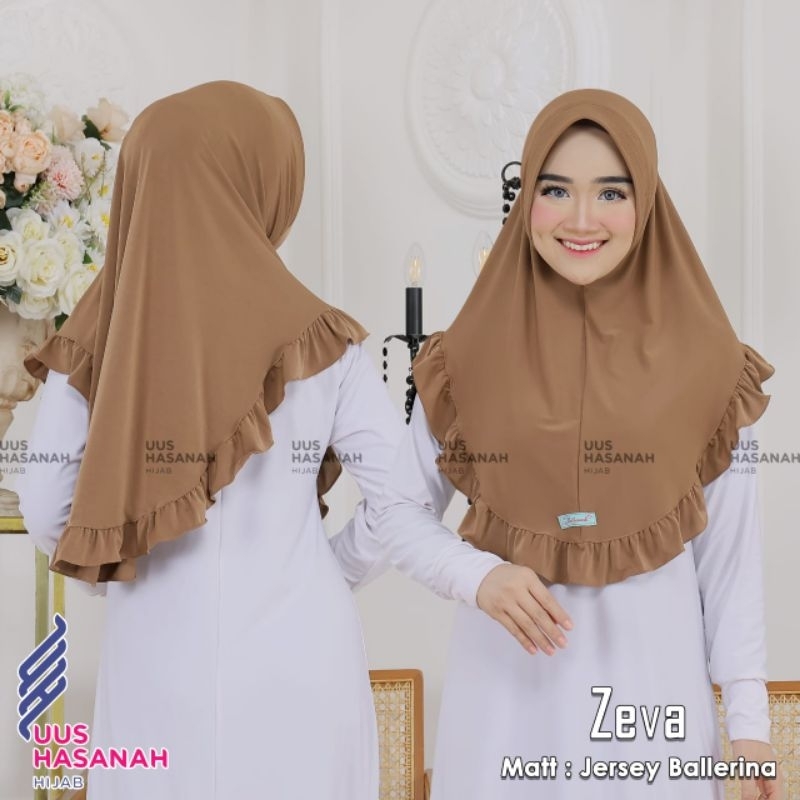 (Uus Hasanah) ZEVA •jilbab instan jersey ballerina•hijab instan pet rempel