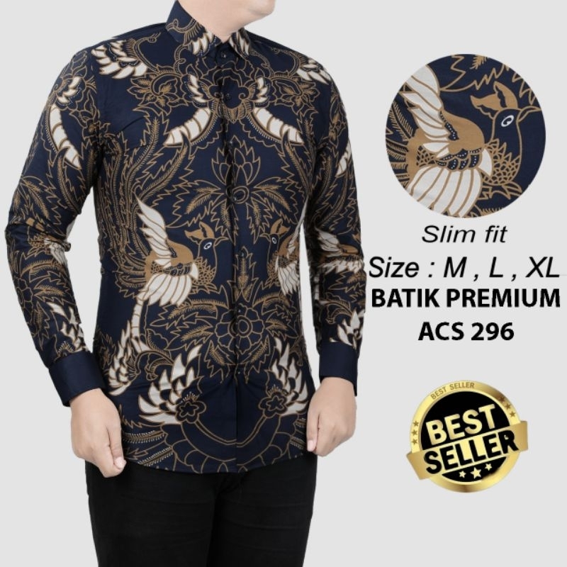 KEMEJA BATIK PRIA SLIM FIT MODERN MEWAH LENGAN PANJANG LB105