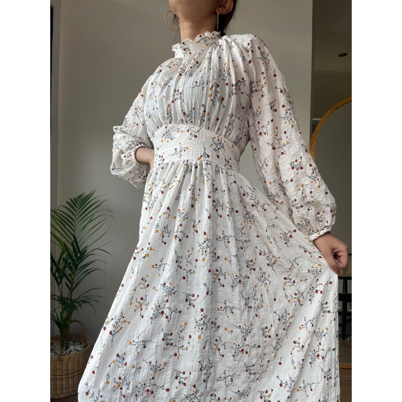 Zéa - Diora - Dress Korea Motif Bunga Crincle Busui Maxi