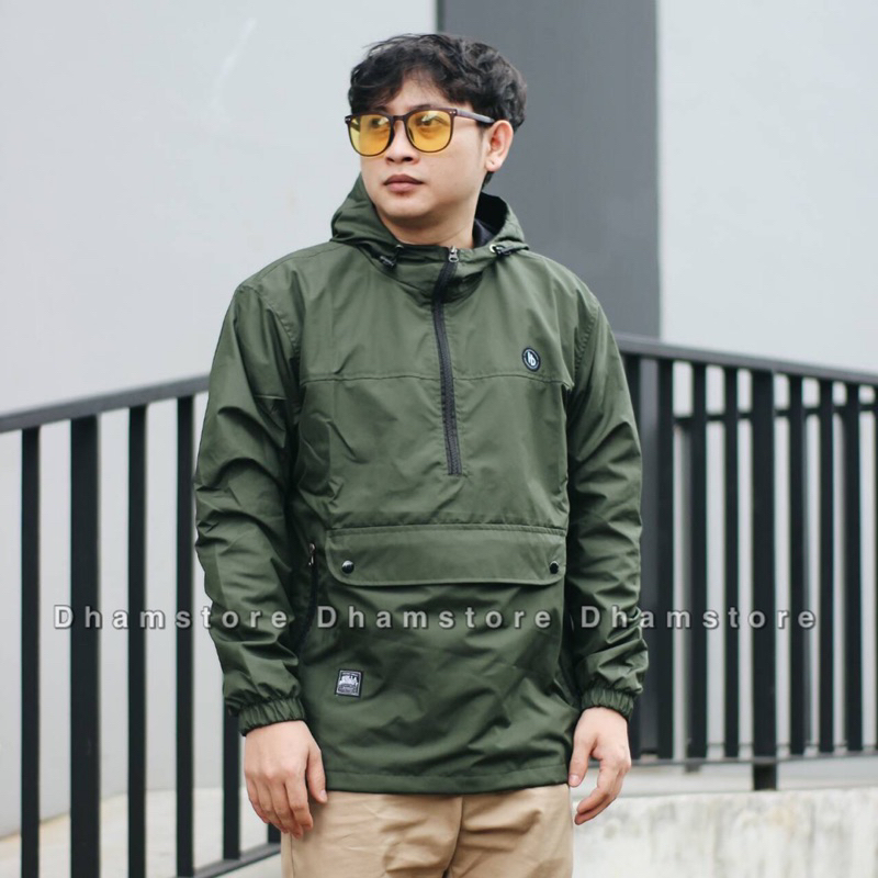 Green Army Jaket Cougle Holla Broddy Jaket Parasut Jaket Outdoor Jaket Pria