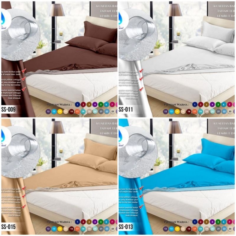 SPREI WATERPROOF ASLI 100%KATUN LATEX MERK BACAN&amp;SAGA