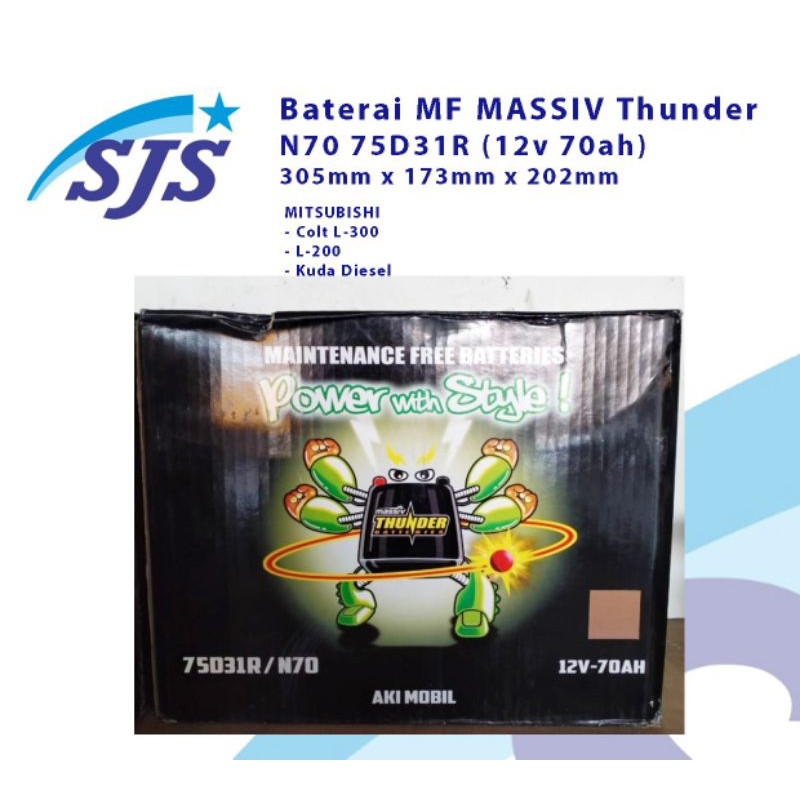 Aki Kering Massive Thunder N70 12v 70ah mobil isuzu Elf