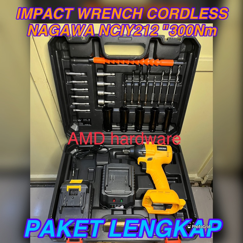 NAGAWA NCIY212U CORDLESS IMPACT WRENCH BRUSHLESS SOCK SET DRIVER TERSEDIA BATERAI 21V / UNIT MESIN S