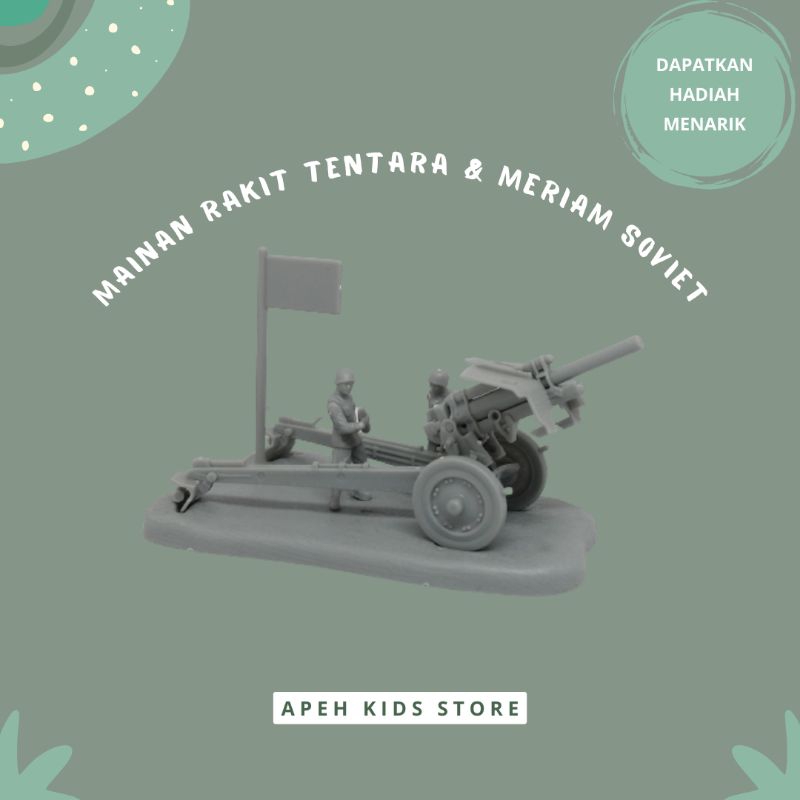 Mainan Rakit Model Tentara dan Meriam Soviet Bahan Plastik Skala 1:72