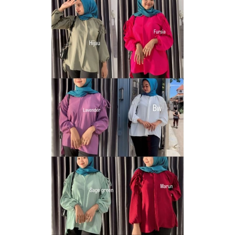 KEMEJA CRINKLE SERUT LENGAN BLOUSE WANITA TERMURAH