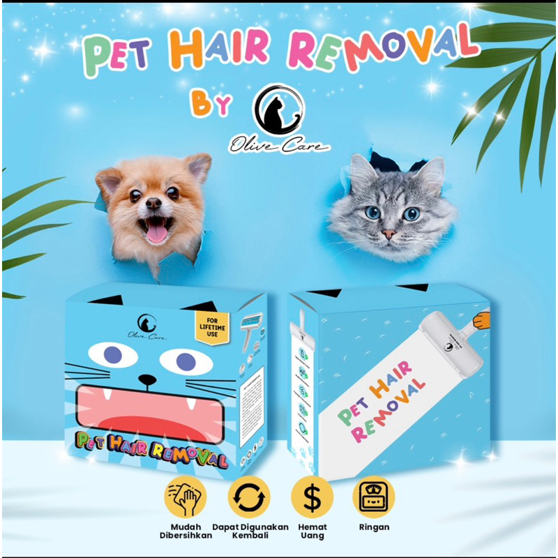 Olive Care Pembersih Bulu Kucing/Anjing PET HAIR REMOVAL yaitu Lint Roller Portable Jangka Panjang (Lifetime Use) untuk Pembersih Baju/Pakaian, Sofa, Tempat Tidur