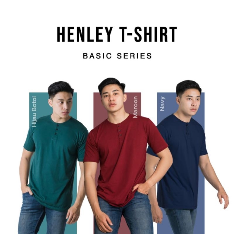 MANLY Kaos Polos Kancing / Kaos Polos Henley / Kaos Polos Hanley / Kaos Polos