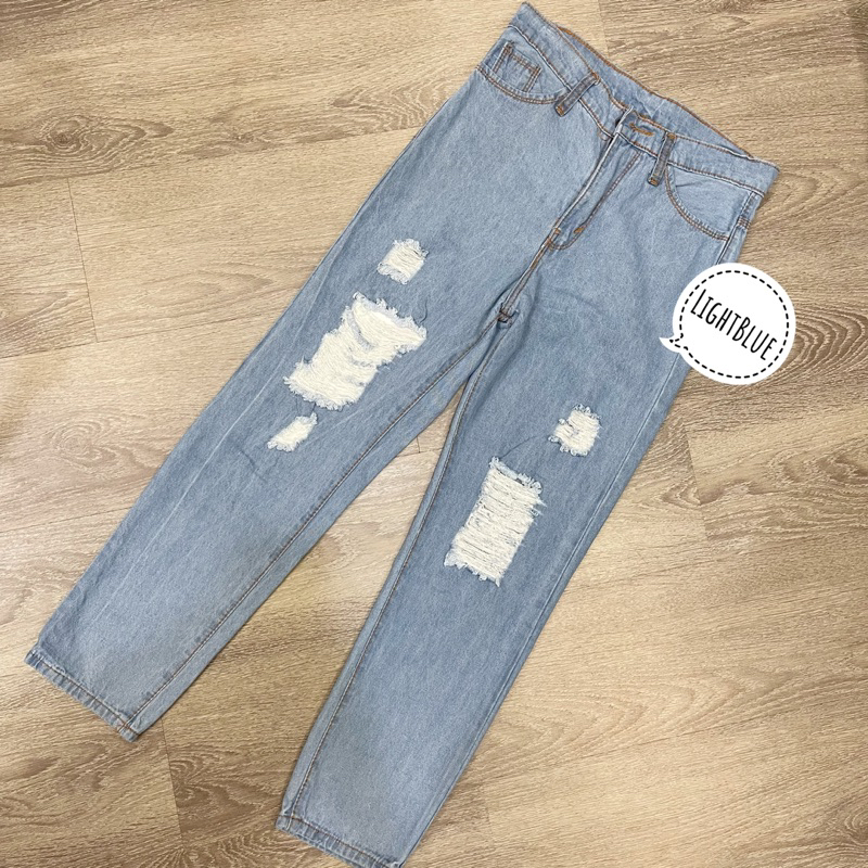 CELANA JEANS BOYFRIEND SOBEK / CELANA JEANS DIVARY SOBEK LAPIS / BOYFRIEND JEANS WANITA