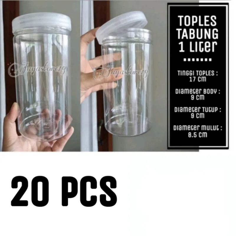 20PCS TOPLES 1Liter MURAH TEBAL 64gr diameter 8.7cm 9cmTOPLES TABUNG MURAH TEMPAT WADAH KUE KERING S
