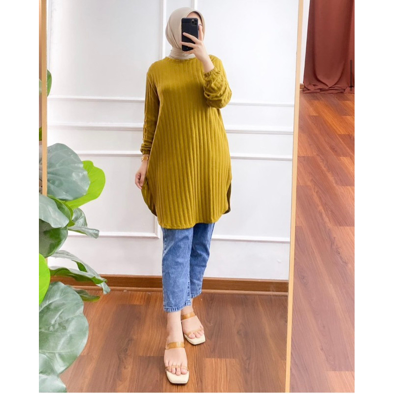 tunik oval kaos knit premium