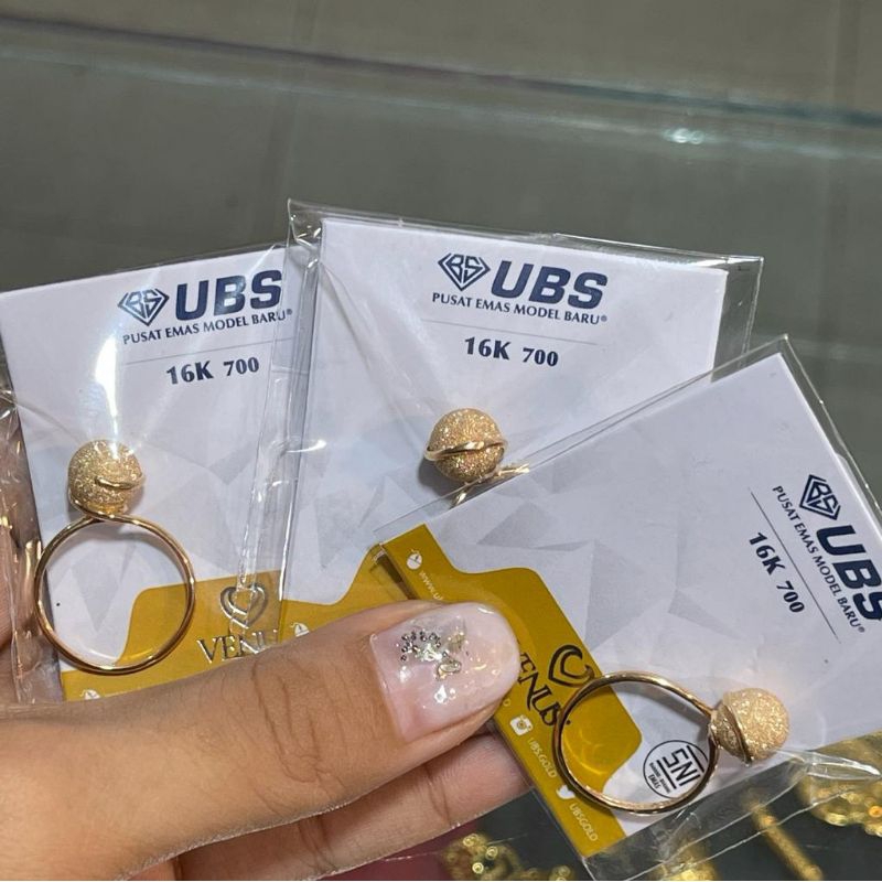 Cincin Boba Bola emas asli kadar 700/16K