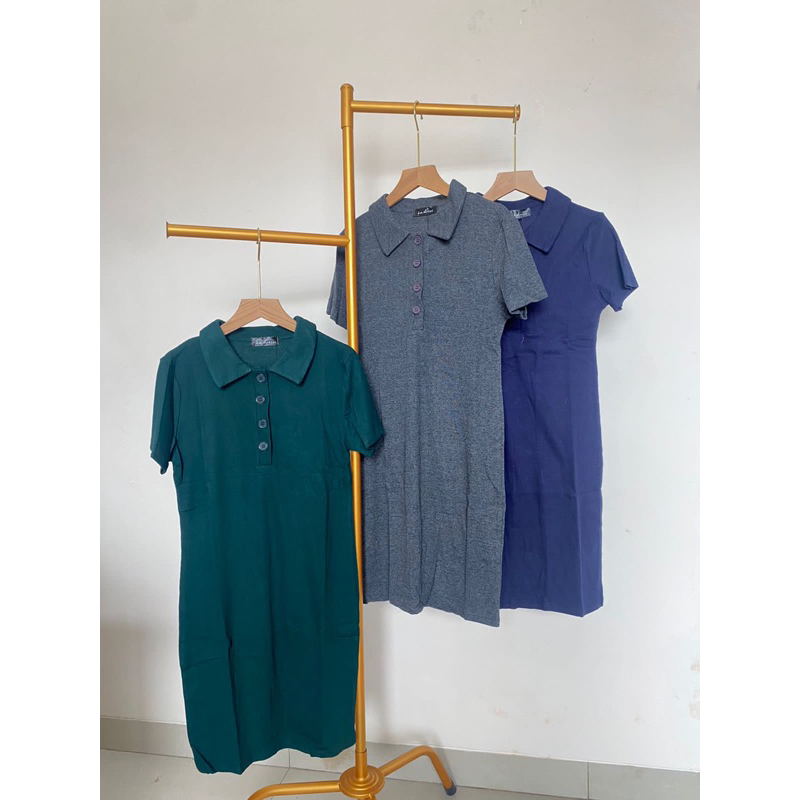 DRESS WANITA LA DRESS STRETCH BERKERAH BANGKOK