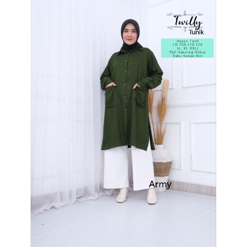 PROMO TWILLY TUNIK/ATASAN WANITA  RAYON TWILL LD 100,110,120