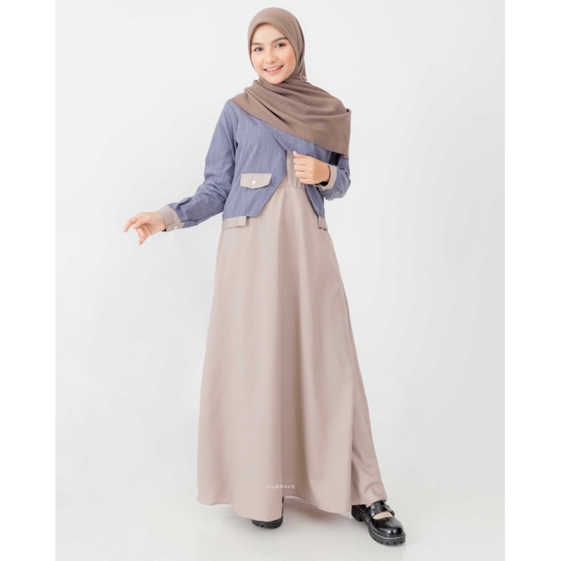 Gamis Dress Jilbrave Ghea Blue New Ori