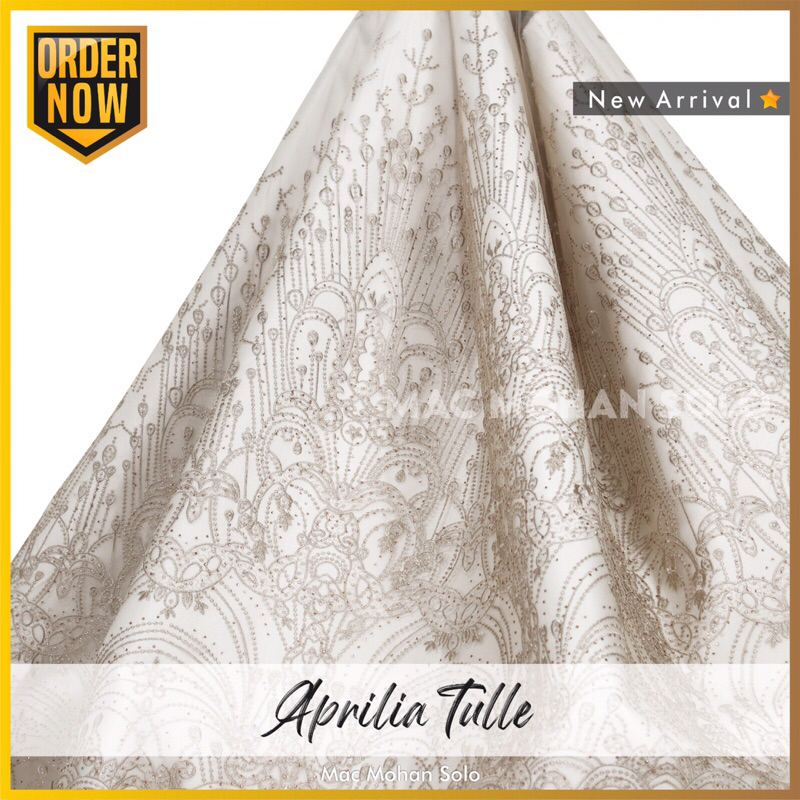 [NEW ARRIVAL] APRILIA TULLE BORDIR WITH STONE TILE BORDIR EXCLUSIVE NEW DESIGN PER 0.5M UNTUK KEBAYA DRESS WEDDING OUTER BRIDESMAID AMONG TAMU BY MACMOHAN