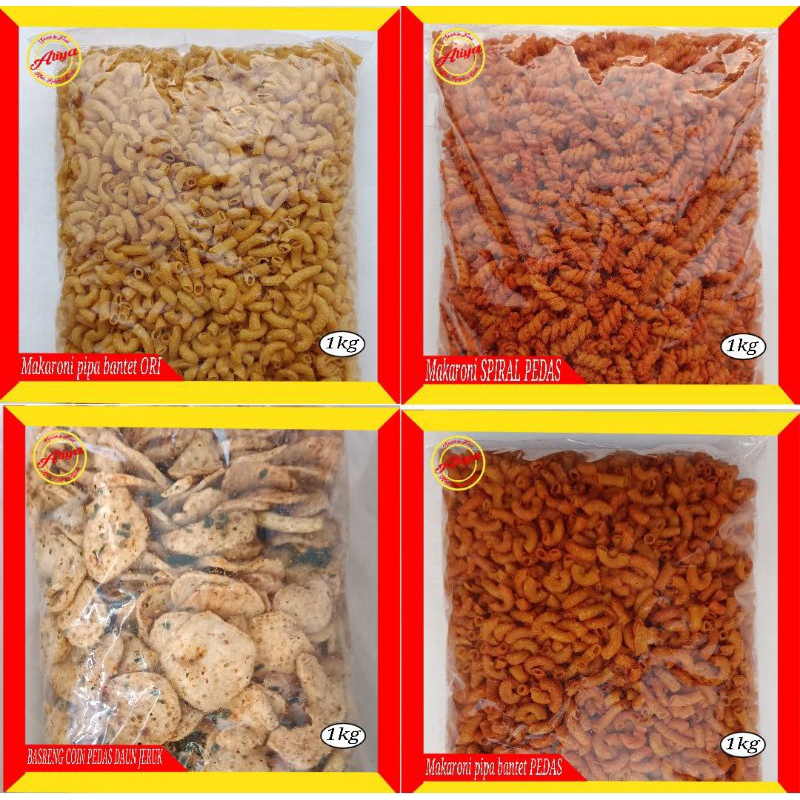 

MAKARONI PIPA BANTET PEDAS / ORIGINAL / SPIRAL PEDAS / BASRENG COIN PEDAS DAUN JERUK (1KG). Enak gurih pedas kriuk mantap