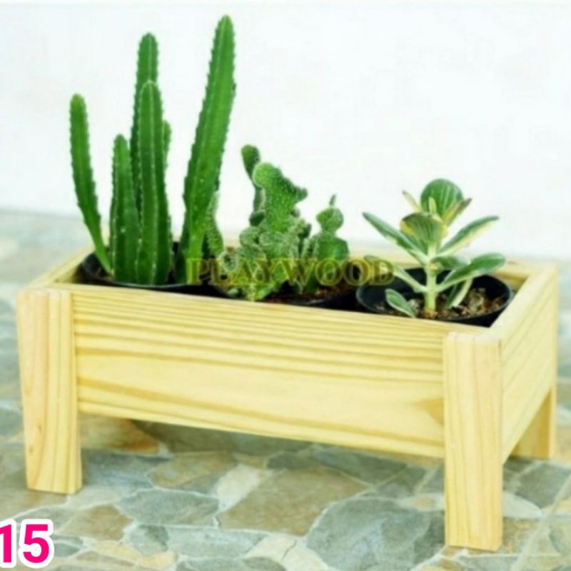 pot kayu bunga kaktus/pot kayu jati belanda