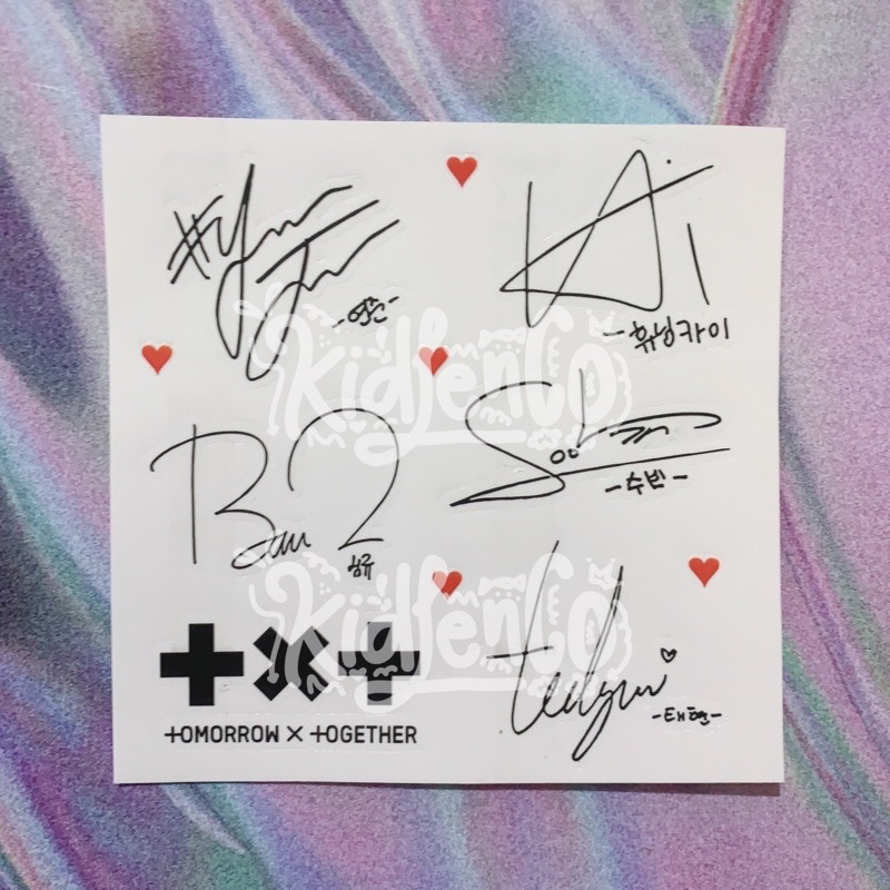 set sticker signature txt member ♡ stiker ttd transparan no cutting kiss cut kisscut ♡ yeonjun soobin beomgyu taehyun hueningkai