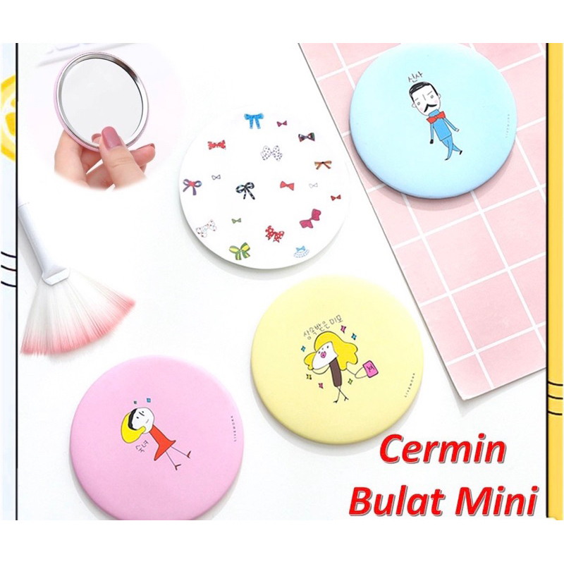 Cermin Bulat mini karakter  / Cermin  Make up Traveling kartun